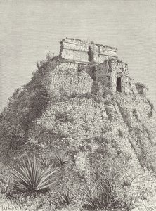 The Dwarfs House at Uxmal, from The Ancient Cities of the New World, by Claude-Joseph-Desire Charnay, engraved by A. Kohl, pub. 1887 by Taylor after Taylor after